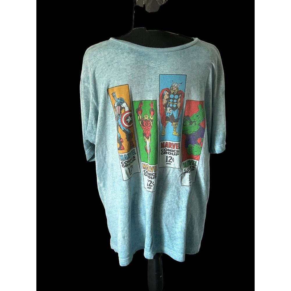 Marvel T shirt‎ Light Blue Sized Men's L Iron Man, Hulk, Thor, Captain America.